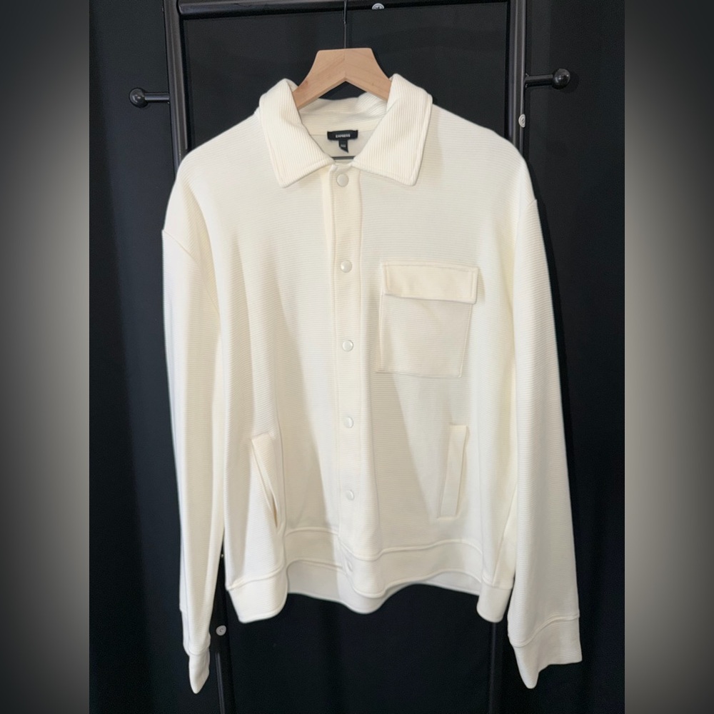 Express Off-White Ribbed Jacket